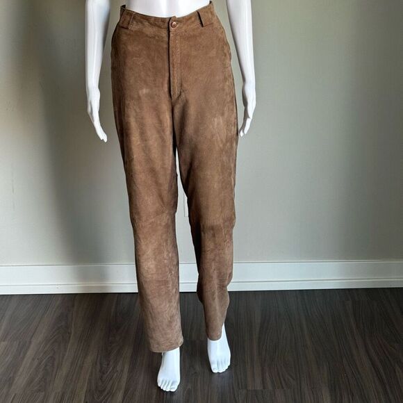 Vintage Linda Allard Ellen Tracy Brown Suede Pants - Picture 1 of 8